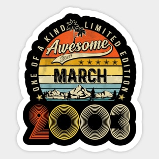 Awesome Since March 2003 Vintage 20th Birthday Sticker